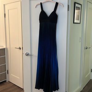 Black and Blue Pleated Gala Dress